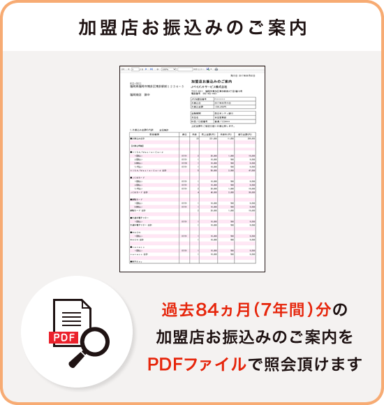 加盟店お振込みのご案内