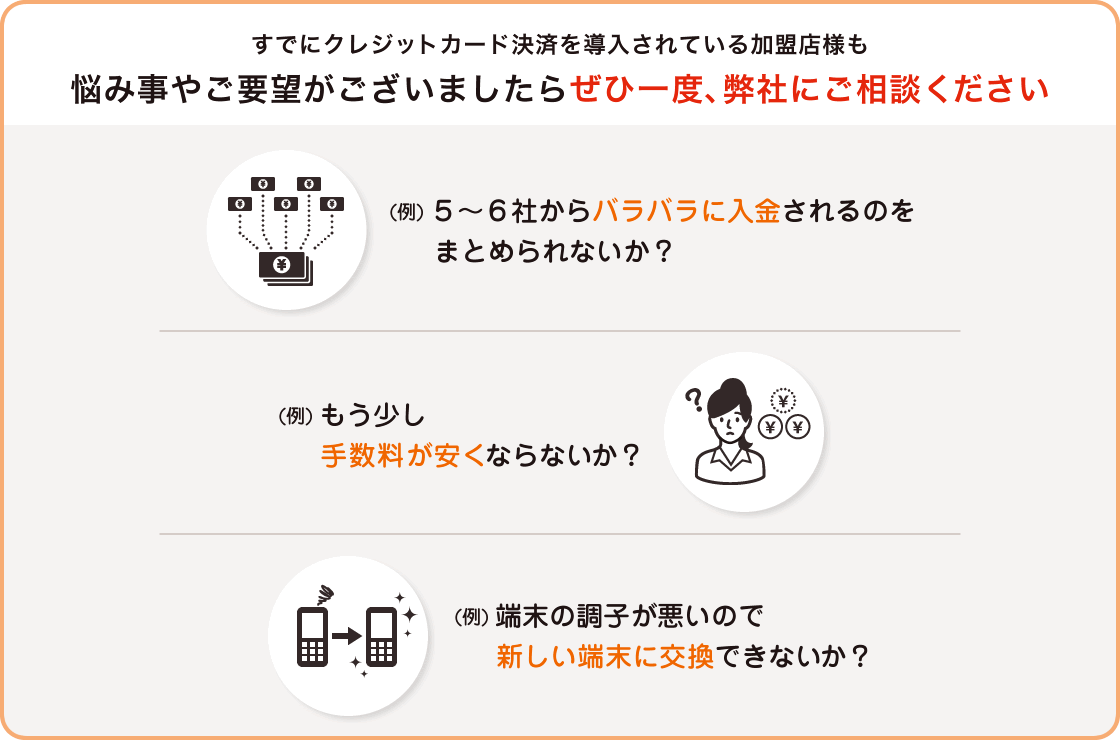 クレジットカード決済等を他社でご利用中の方